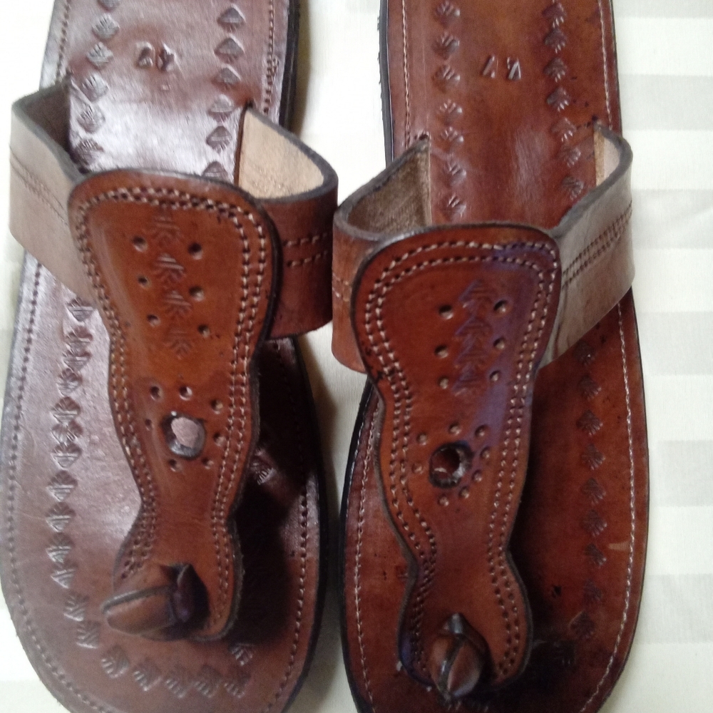 Unisex Brown Leather Sandals Size Mens 13/14